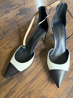 Elie Tahari Classic Minimalist Black and White Pointed-Toe Heels